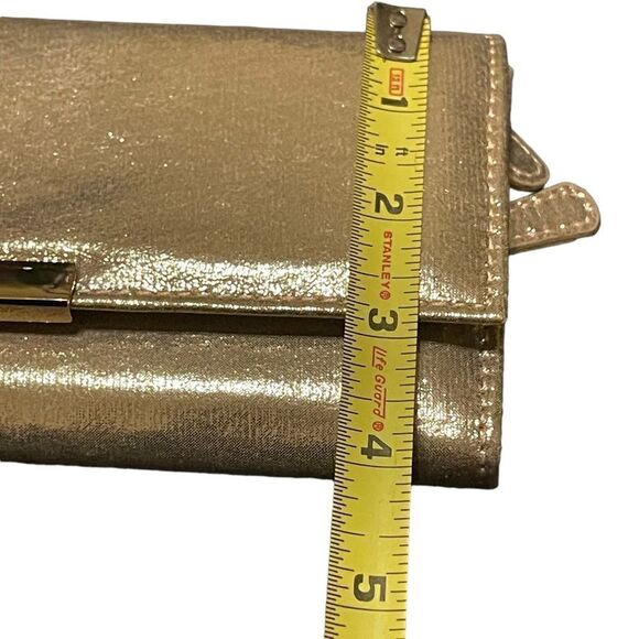 NWOT R.H Macy & Co Jewelry roll folder wallet in gold fabric - Picture 5 of 6